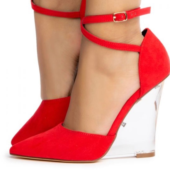 Liliana Athan 2 Pointy Toe Clear Wedges - Picture 2 of 8